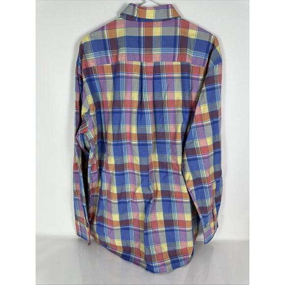 Alan Flusser Multicolor Plaid Long Sleeve Colorful Button Up Size XL 100% Cotton - Picture 2 of 7